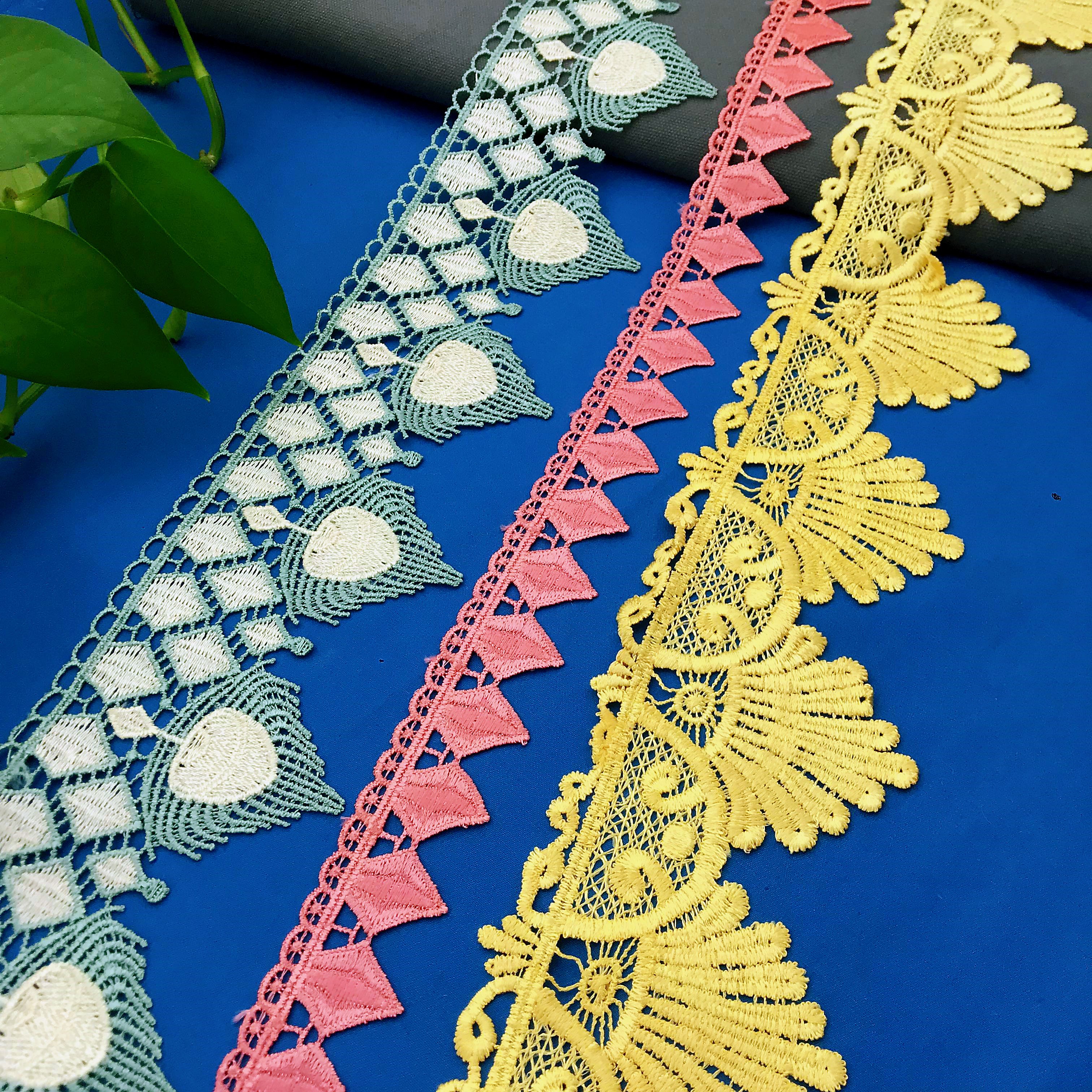 High Quality Home Textile Accessories Polyester Milk Silk Embroidery Chemical Lace Trim For Curtain Decoration