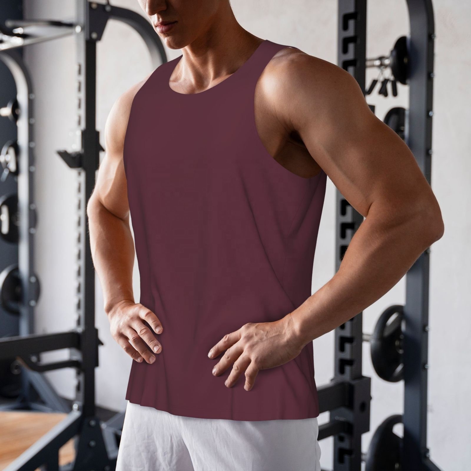 Breathable Fitness Bodybuilding Custom Designs Gym Tank Tops Wholesale Men Singlet Basics 100% Polyester Street wear Ves