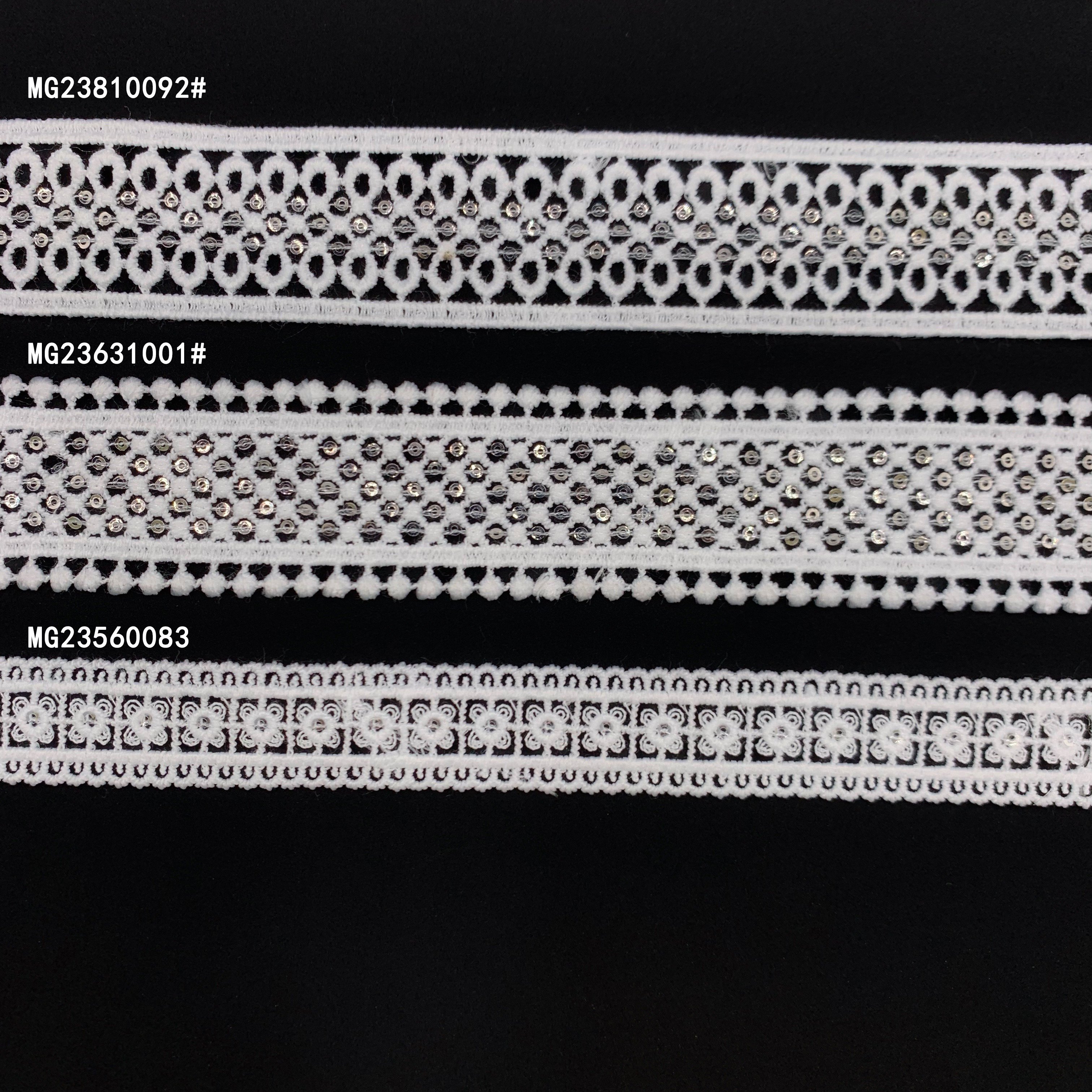 Oem China Wholesale Custom Cheap Price Lace Fabric White Sequin Flower Embroidered Lace Fabric Trim