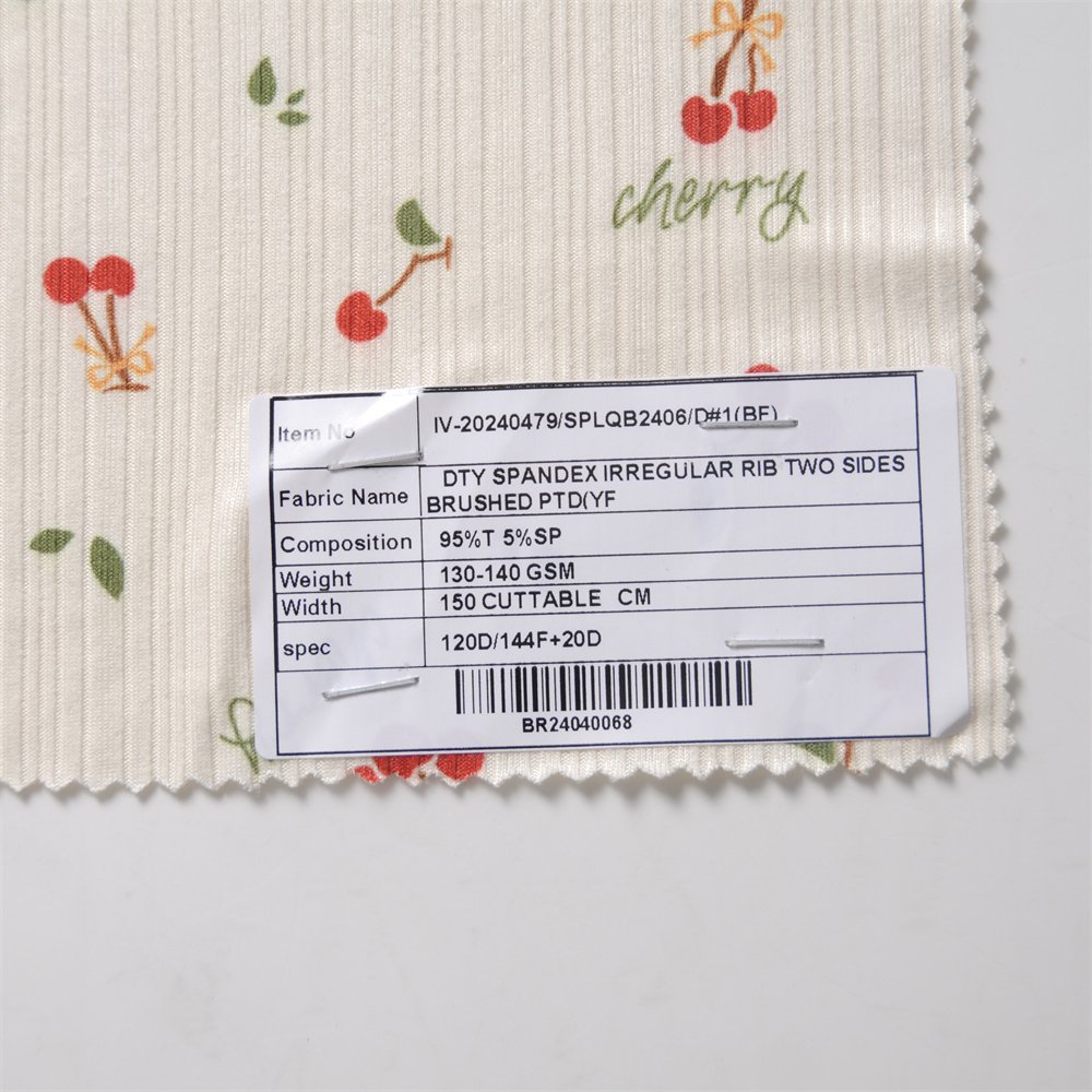 HIGH QUALITY DTY SPANDEX IRREGULAR RIB TWO SIDES BRUSHED PTD