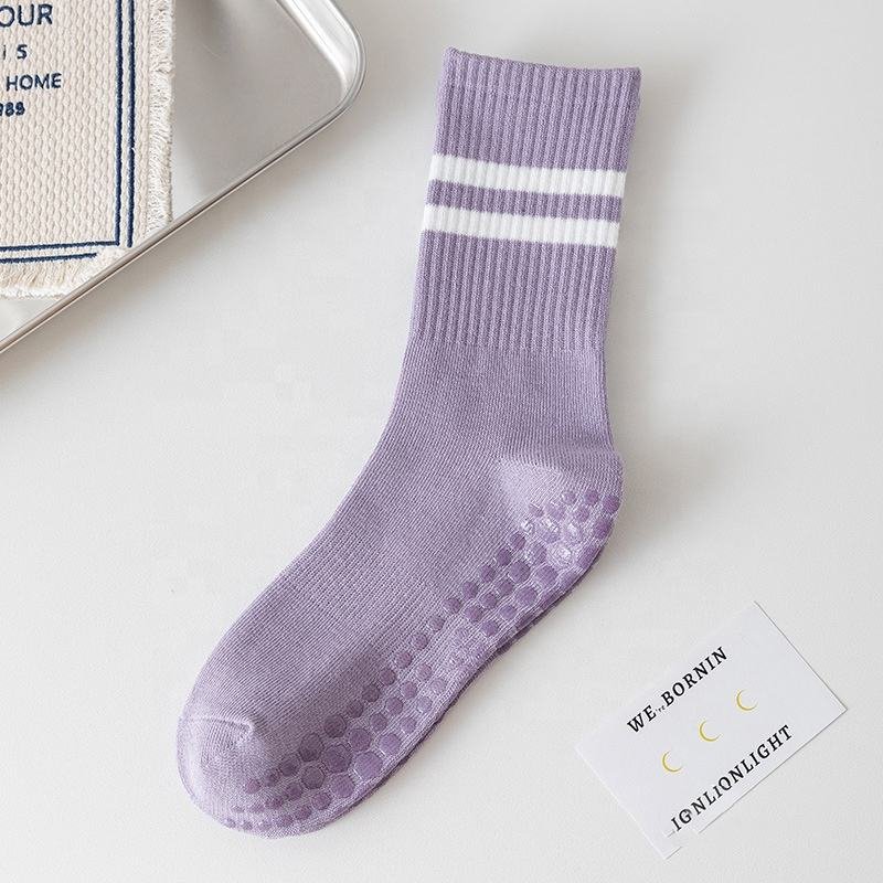 Custom Logo Crew Pilates Anti Slip Sock Gym Reformer Ribbed Non Slip Pilates Yoga Socks For Women Non-Slip Grips