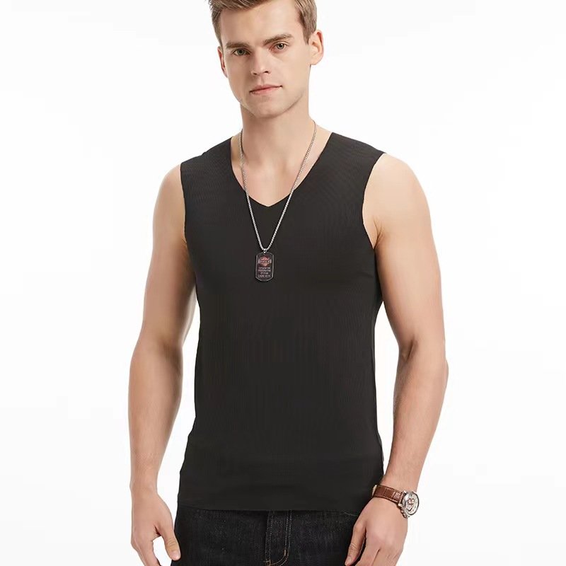 new arrival Essentials Men's Regular-Fit V neck wide shoulder Tank Top with big elastic