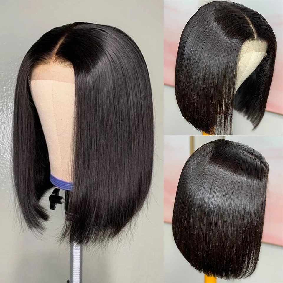 Wholesale Virgin Cuticle Aligned Hair 4X4 Lace Closure Bob Wig For Black Women Raw Peruvian Hair Lace Closure Wig