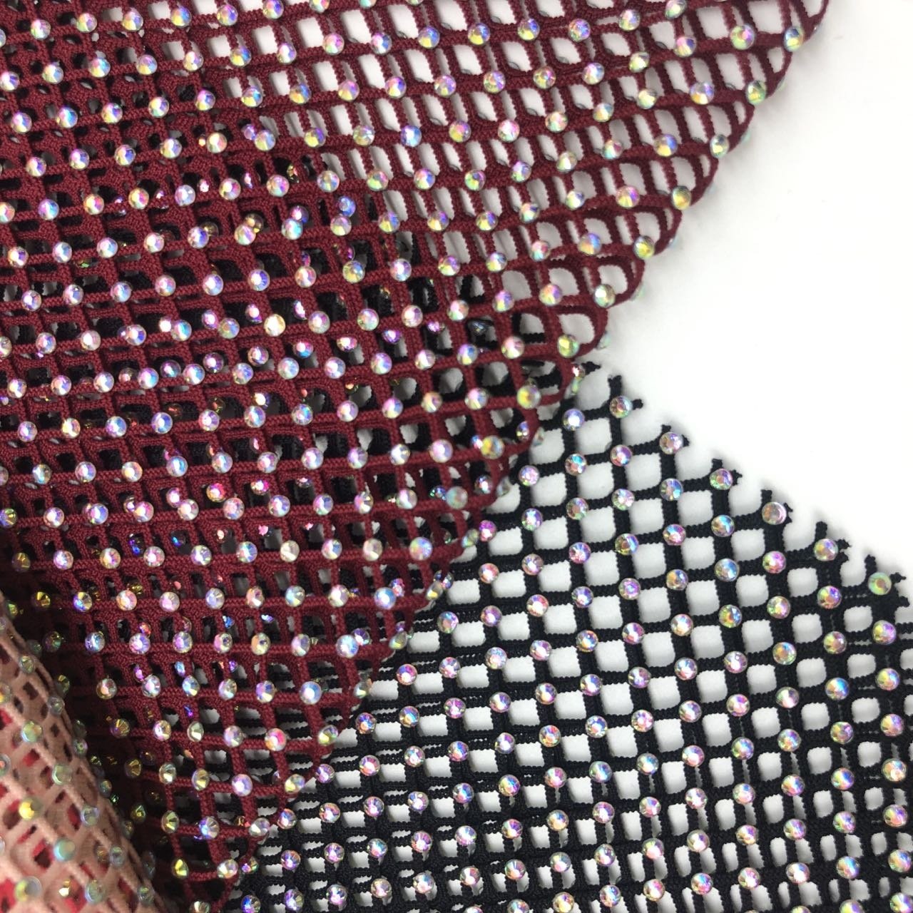 New design Stretch Elastic Diamond Fishnet Strass Crystal Mesh Fabric Trimming Rhinestone Net Mesh For Shoe Garment Accessories
