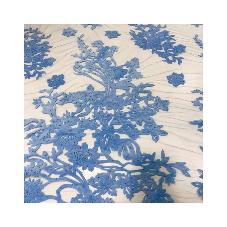 China Good 3d Embroidery Lace Embroidery Cloth Fabric for Clothing Textile Factory