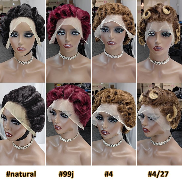 Wholesale Perruque Glueless Short Pixie Cut Curly Human Hair Wig For Black Women Short Raw Lace Wig Vendors Cuticle Aligned Hair