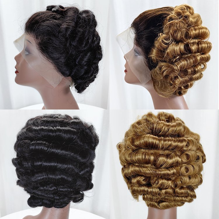 Wholesale Perruque Glueless Short Pixie Cut Curly Human Hair Wig For Black Women Short Raw Lace Wig Vendors Cuticle Aligned Hair