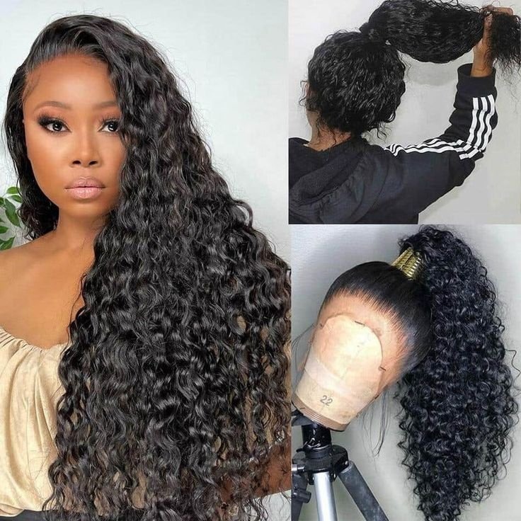 200 Density 100% Virgin Human Hair 360 Lace Front Wig 18 Inch 360 Tall Bun Human Glueless Wig Long HD 360 Full Lace Curly Wigs