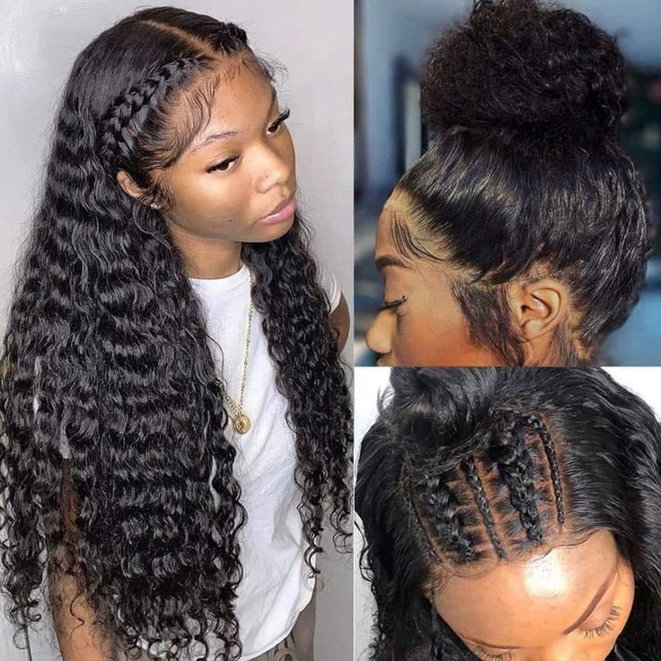 200 Density 100% Virgin Human Hair 360 Lace Front Wig 18 Inch 360 Tall Bun Human Glueless Wig Long HD 360 Full Lace Curly Wigs
