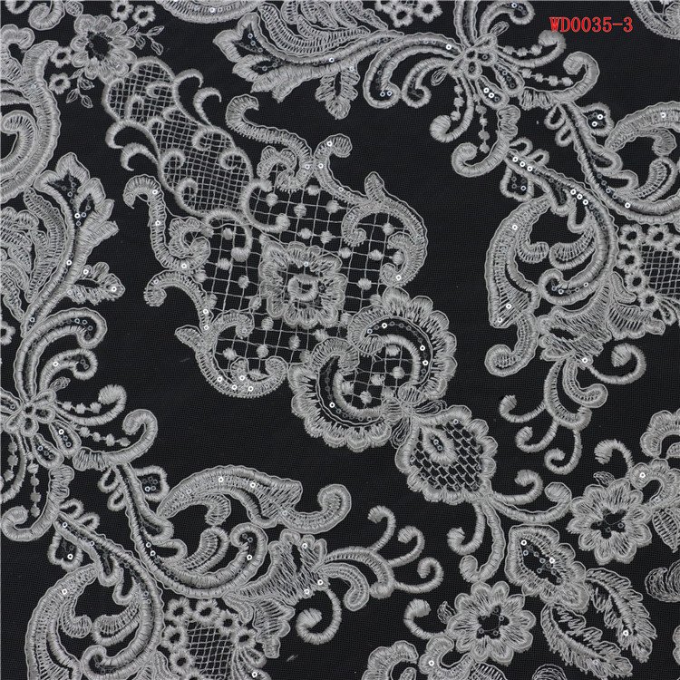 Luxury gold elegant white french Crystal Tube Glass Beads shining sequins fabric Cord embroidery fabric for wedding party dress