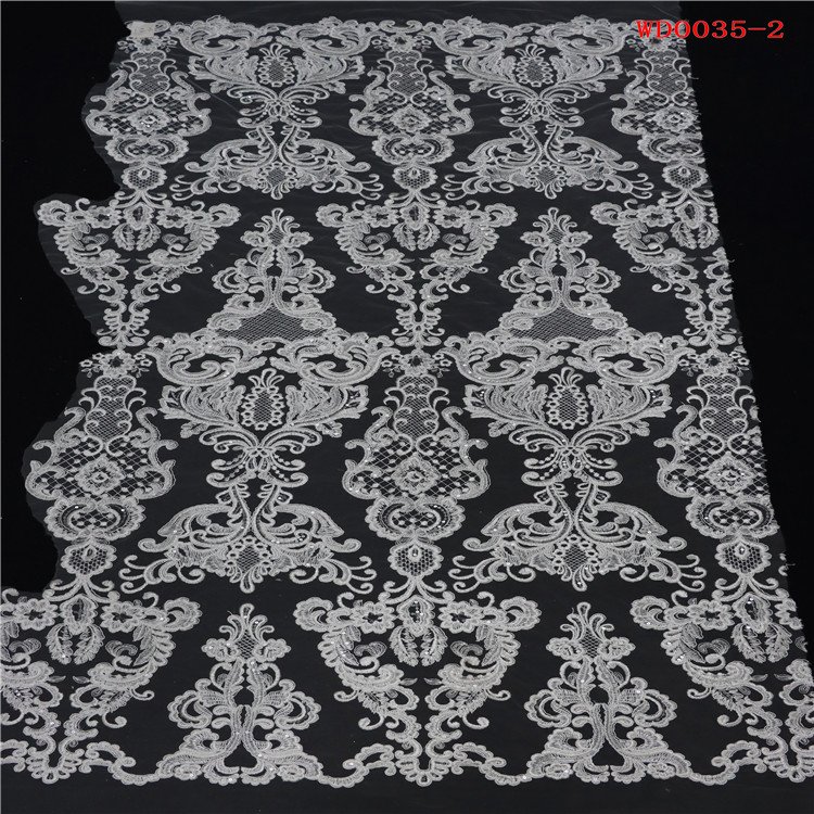Luxury gold elegant white french Crystal Tube Glass Beads shining sequins fabric Cord embroidery fabric for wedding party dress