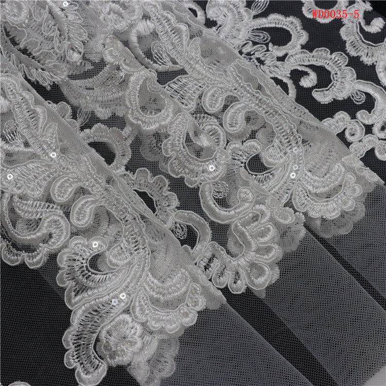 Luxury gold elegant white french Crystal Tube Glass Beads shining sequins fabric Cord embroidery fabric for wedding party dress