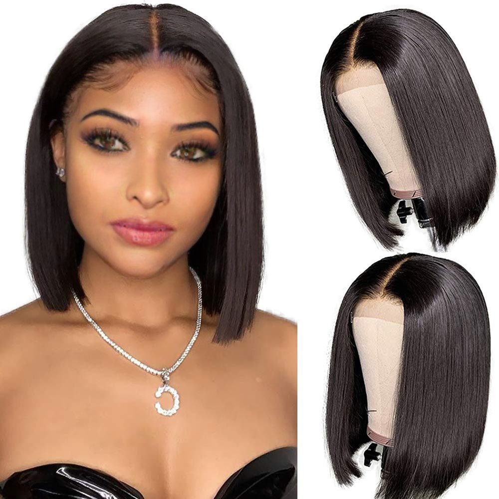Wholesale Glueless Transparent Hd Full Lace Frontal Bob Wigs For Black Women Natural 100% Human Hair Short Perruvian Wigs