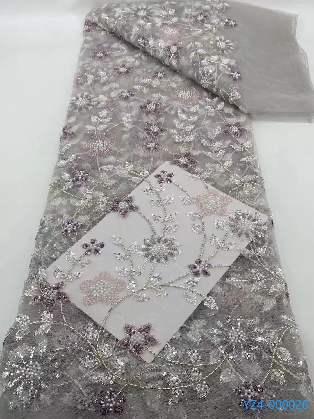 2024 new design Factory price customized High Quality Sequins Lace Heavy Beaded Fabric For Bridal