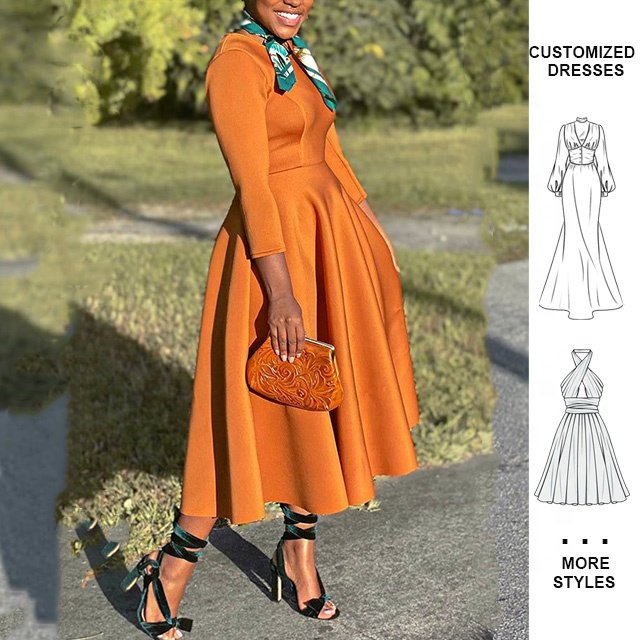 Custom Summer Lady Elegant Plus Size Maxi Elegant Casual 4/3 Sleeve Church Dresses For Black Women