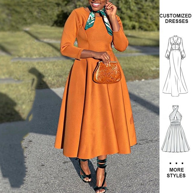 Custom Summer Lady Elegant Plus Size Maxi Elegant Casual 4/3 Sleeve Church Dresses For Black Women