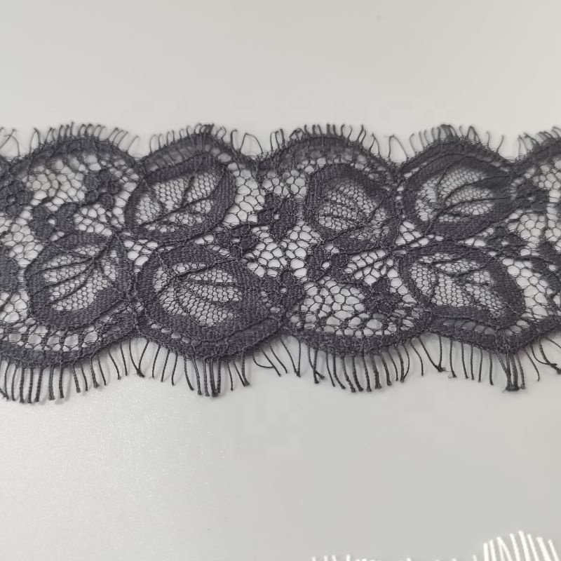 Wholesale textile ornaments width 8.cm eyelash lace white and black nylon lace