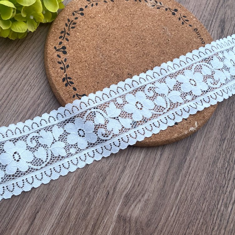 Zeal Wholesale 6cm Elastic Lace Ribbon Tape African Lace Fabric Dress Sewing Clothing Embroidery Accessories Made Nylon Spandex