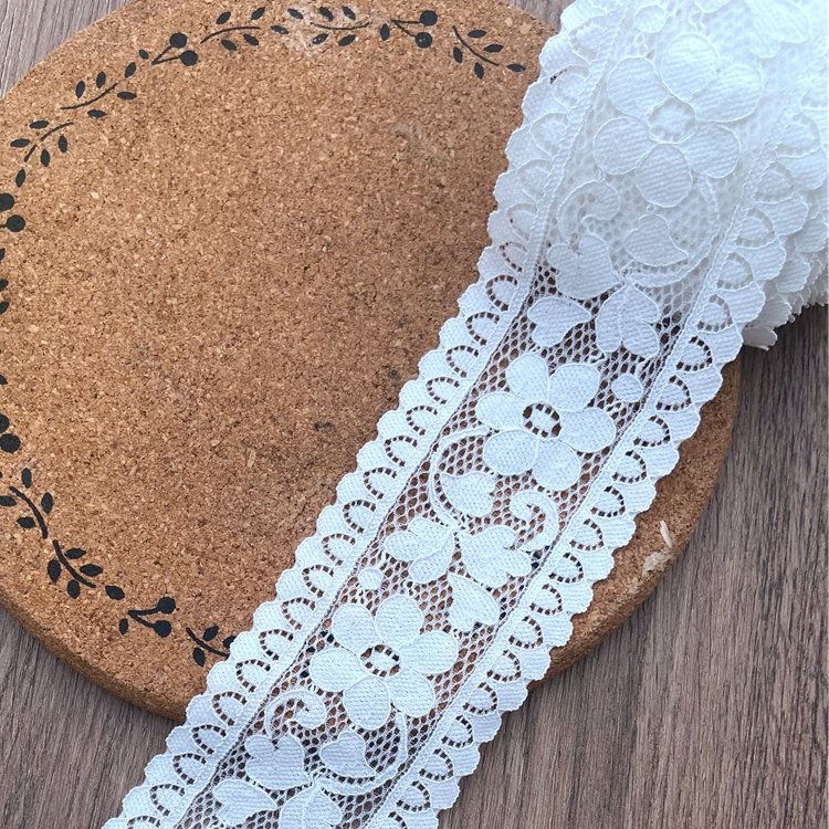 Zeal Wholesale 6cm Elastic Lace Ribbon Tape African Lace Fabric Dress Sewing Clothing Embroidery Accessories Made Nylon Spandex