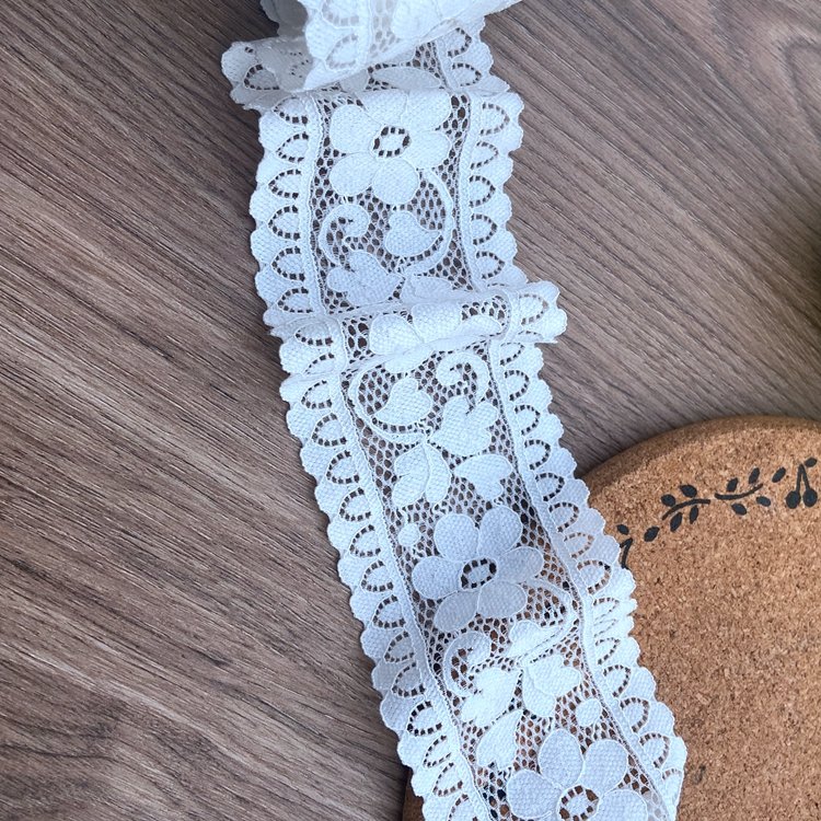 Zeal Wholesale 6cm Elastic Lace Ribbon Tape African Lace Fabric Dress Sewing Clothing Embroidery Accessories Made Nylon Spandex