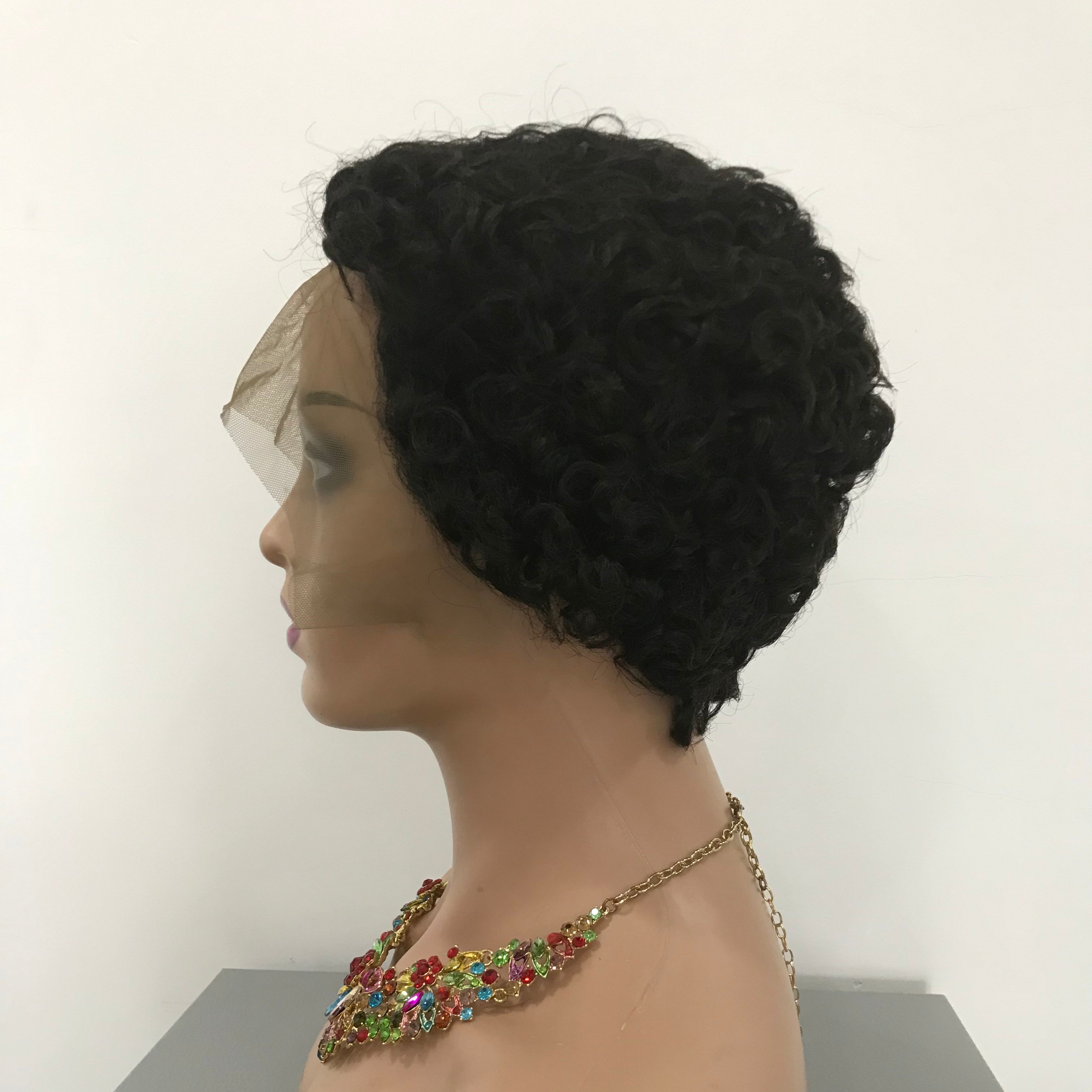 Cheap Short Pixie Curly Wig Lace Front Raw Virgin Cuticle Aligned Curls Short Wigs 13x1 T Part Pixie Cut Human Hair Wigs