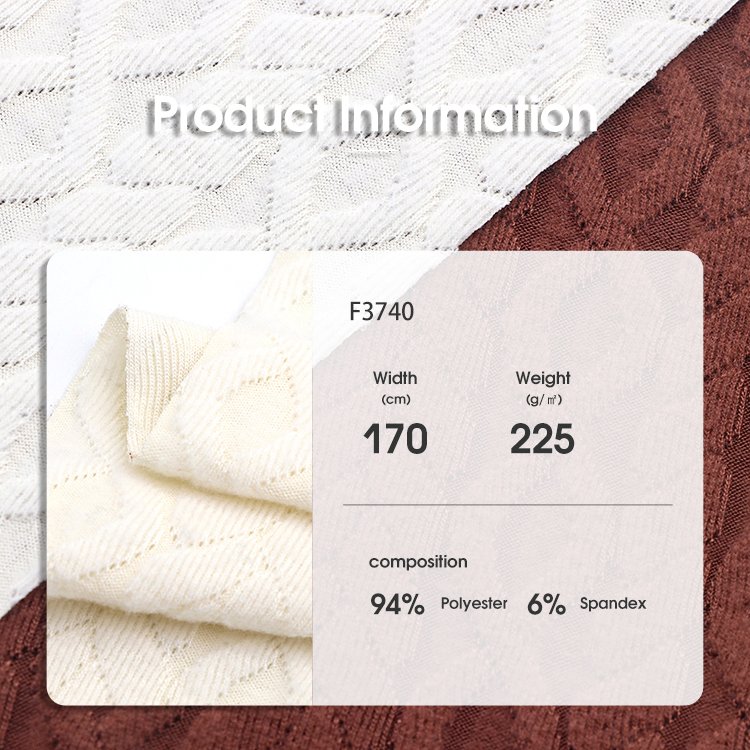 Stock Pointelle Fabric 96%Polyester 4%Spandex 225GSM Brushed Stretch Dyed Jacquard Knitted Fabric For Baseshirt