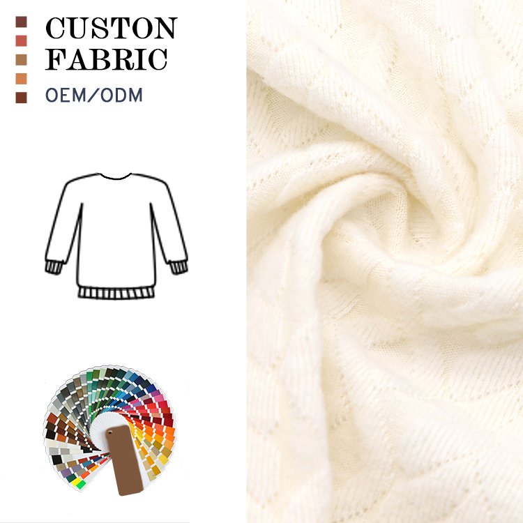 Stock Pointelle Fabric 96%Polyester 4%Spandex 225GSM Brushed Stretch Dyed Jacquard Knitted Fabric For Baseshirt