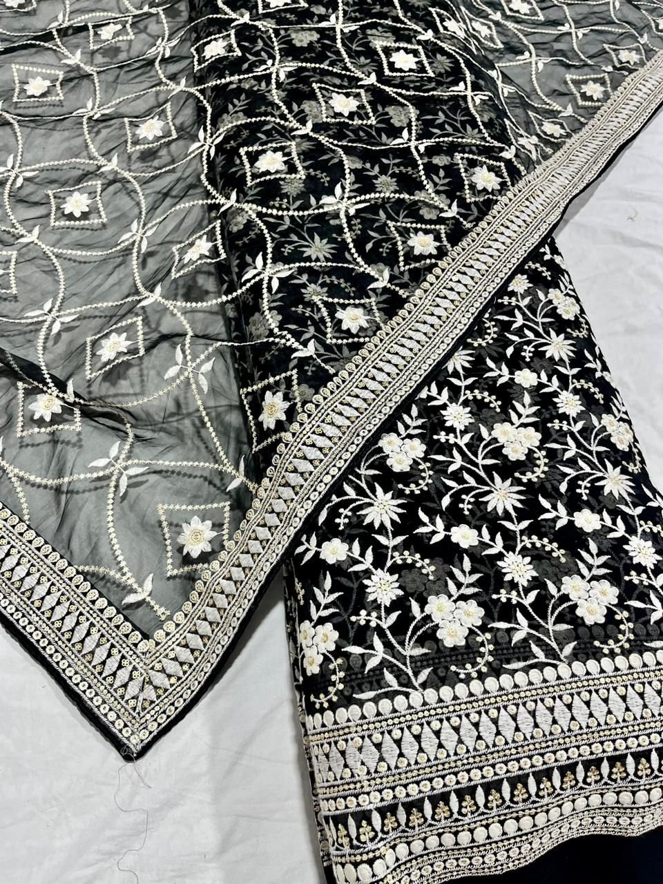 Most Selling Wedding Grown Party Dress Material Viscose Georgette Embroidery Work Fabric from Indian Supplier