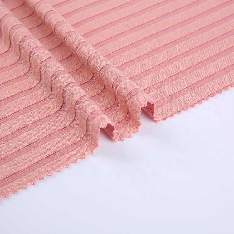 Fashion pink TR 10*6 rib polyester rayon spandex wholesale collar knit wide rib fabric for garment