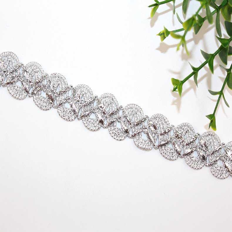 Sequin Lace Band Appliques Lace Ribbon Trim Belt Braided DIY Party Decor Clothing Sewing Accessories Gold Silver