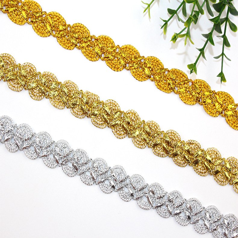 Sequin Lace Band Appliques Lace Ribbon Trim Belt Braided DIY Party Decor Clothing Sewing Accessories Gold Silver