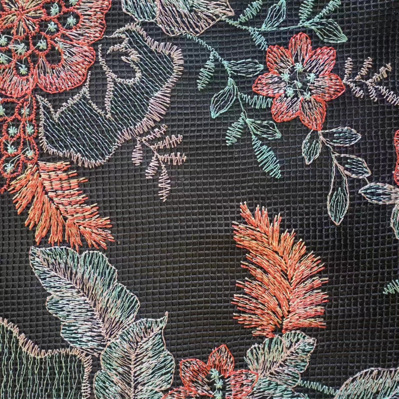B-945 new wedding dress tulle floral lace embroidery fabric multi color flower clothing mesh embroidery fabric
