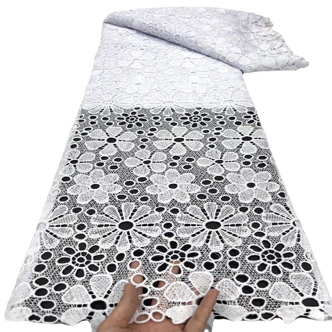 Wholesale African Lace Fabrics Embroidery Nigerian Cotton Lace Fabric for Women Party Dress Cloth