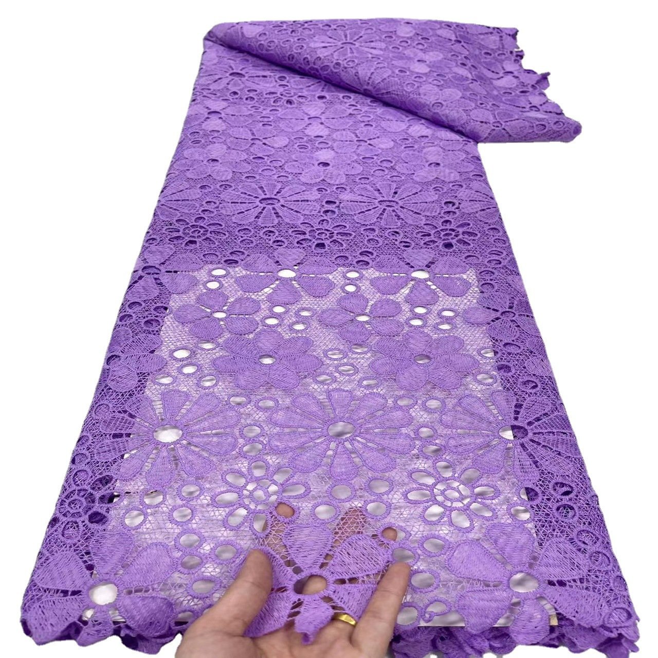 Wholesale African Lace Fabrics Embroidery Nigerian Cotton Lace Fabric for Women Party Dress Cloth