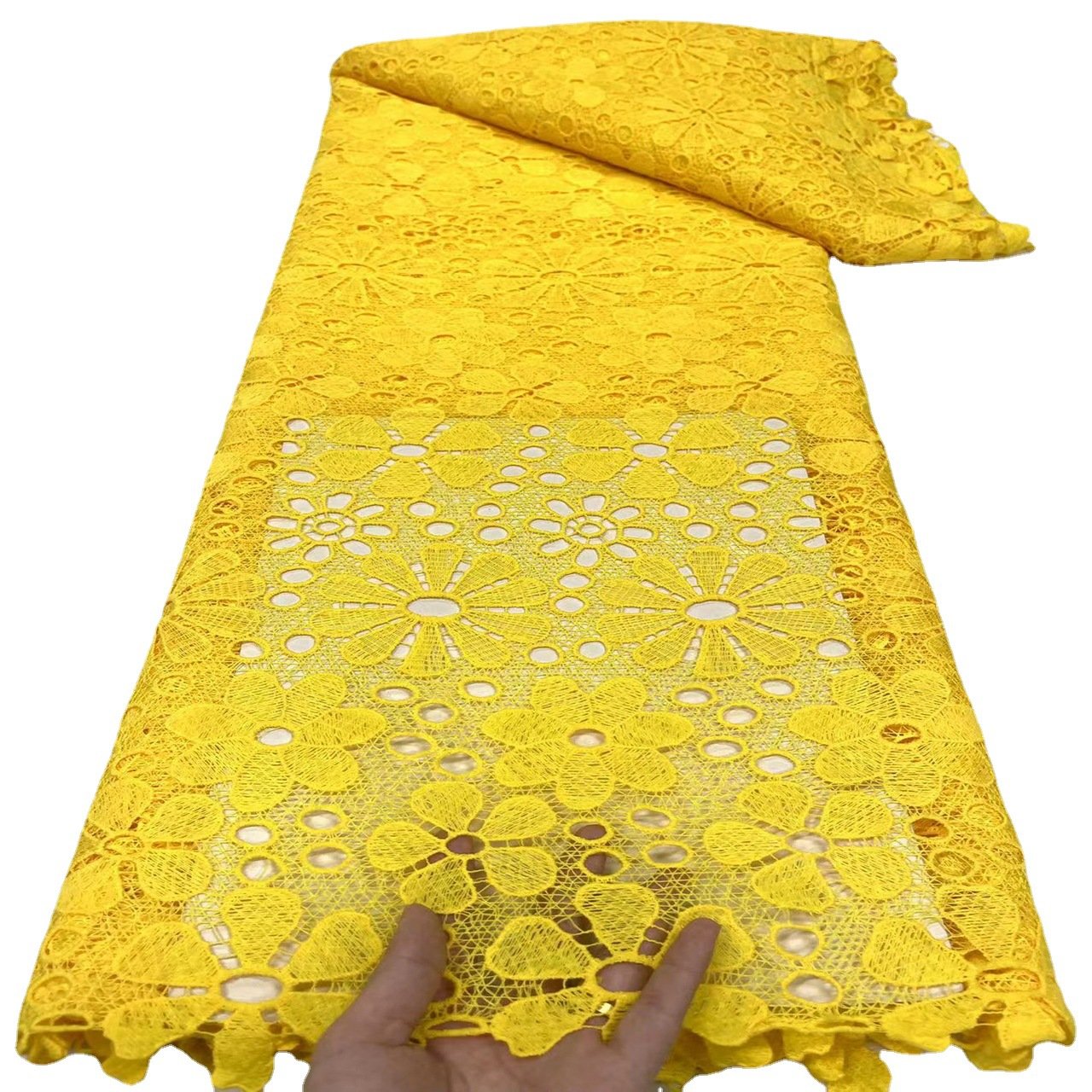 Wholesale African Lace Fabrics Embroidery Nigerian Cotton Lace Fabric for Women Party Dress Cloth