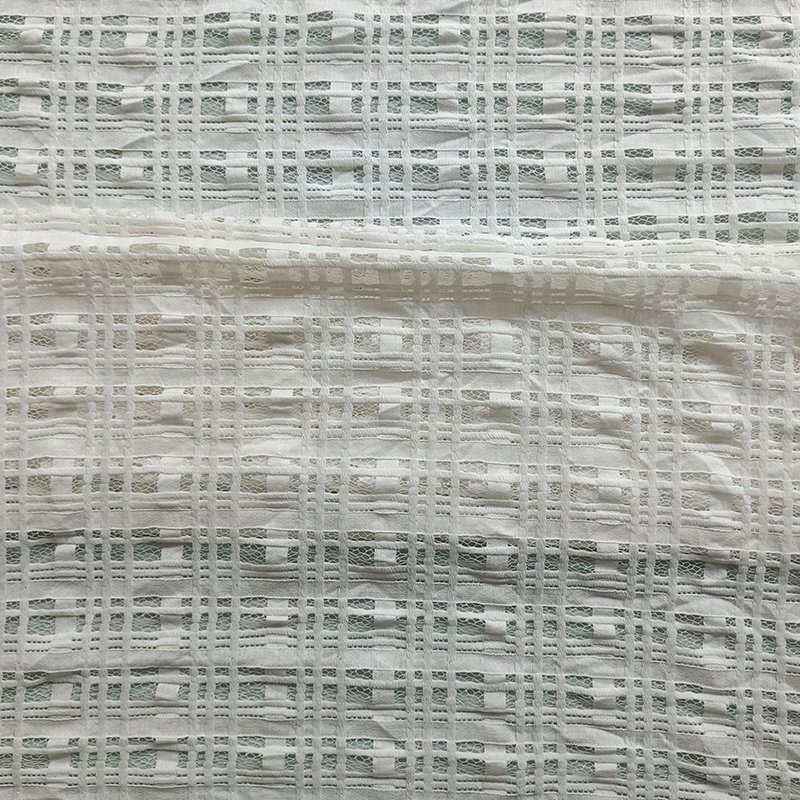 Popular Soft Knitted green white Lace fabric chinlon 40% cotton 60% brocade Wedding laces fabrics for women