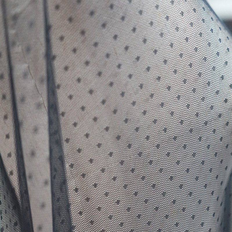 2023 100% Polyester black dots tulle mesh lace fabric for dress