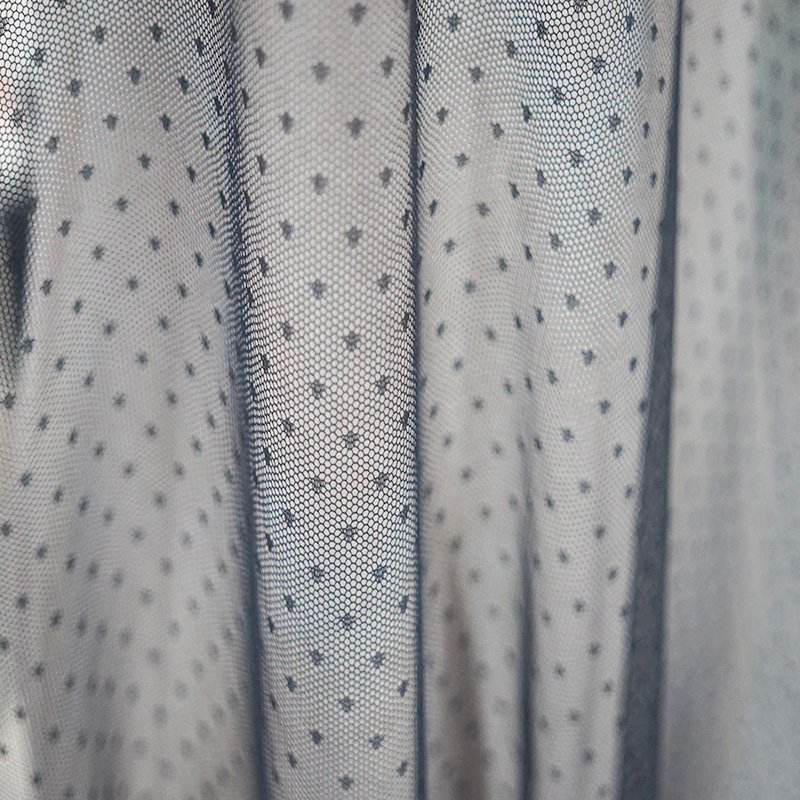 2023 100% Polyester black dots tulle mesh lace fabric for dress