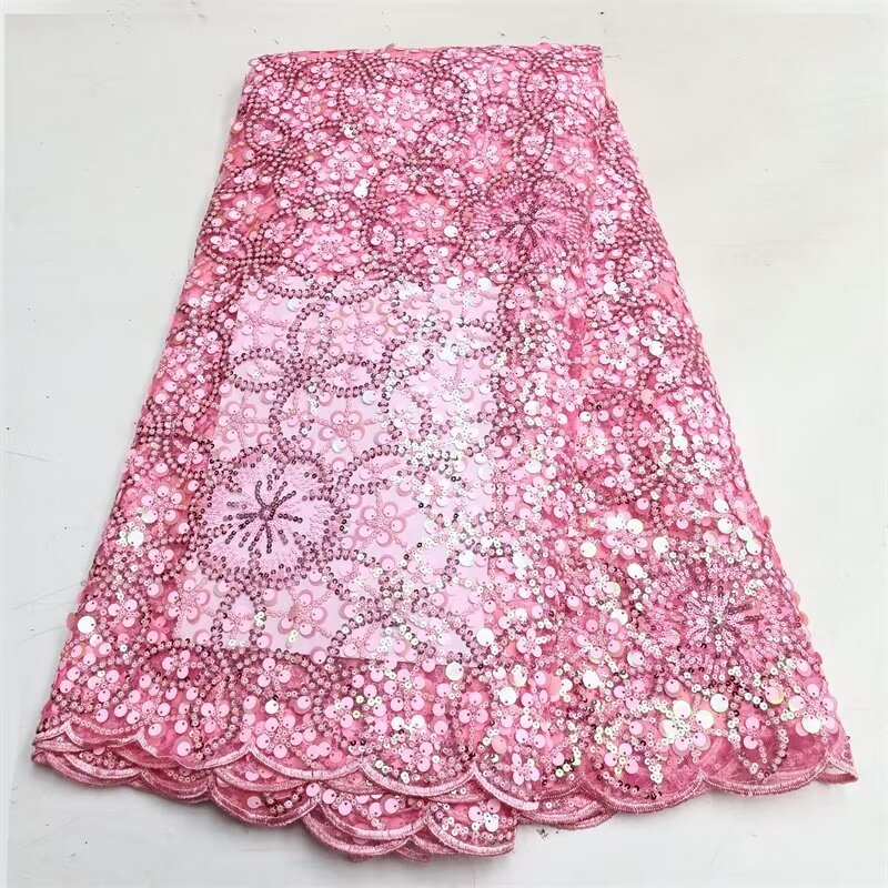 High Quality Hot Selling African embroidery net lace fabric bling elegant sequin lace for ladies