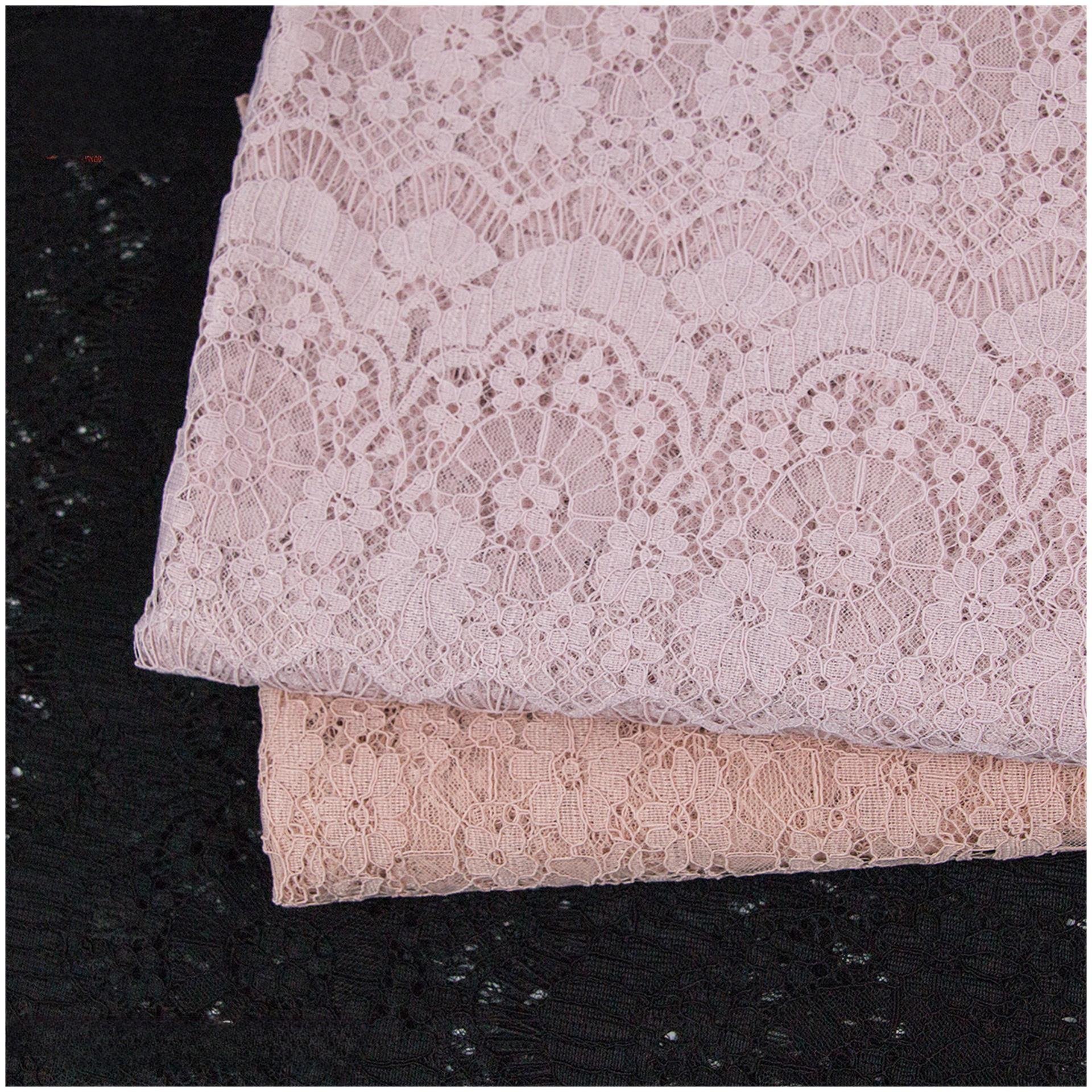 100% High Quality Nylon Chantilly Eyelash Lace Fabric Flower Pattern Knitted Tulle Mesh for Wedding Dresses and Clothing