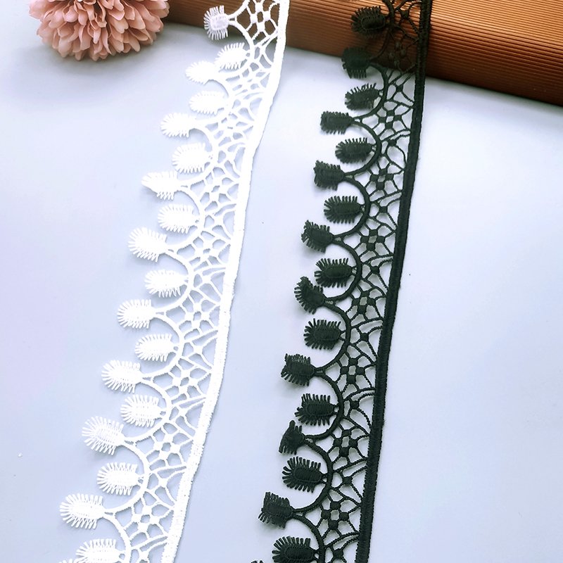 Quality Beautiful Black Lace Ribbon Tape 90MM Lace Trim DIY Embroidered For Sewing Decoration African Lace Fabric
