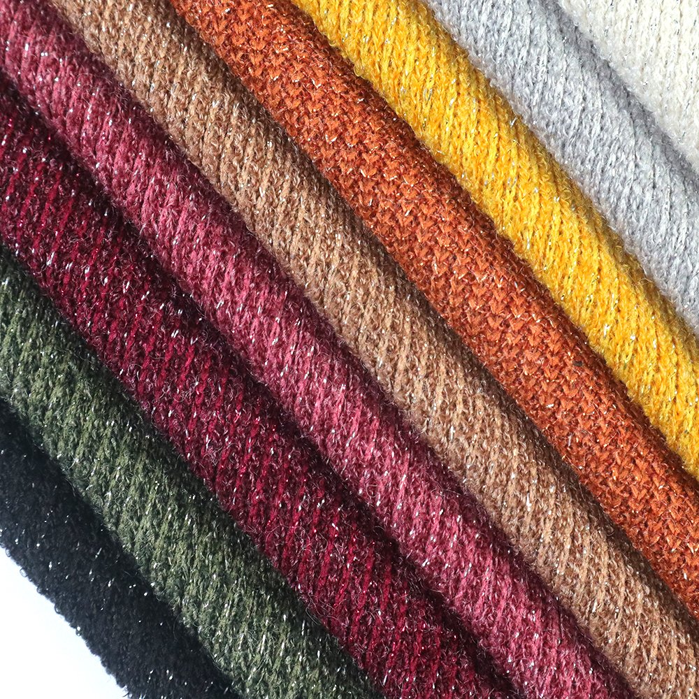 Garment Manufacturer 85%Polyester 8%Rayon 3%Lurex 4%Spandex Silver Rabbit Hair Rib Angora Fabric For Clothing