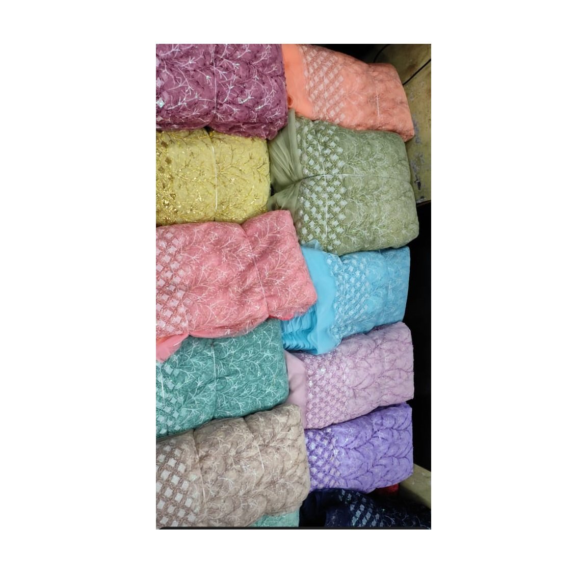 Wholesale New Collection Cotton Georgette Fabric with Embroidery Sequence for Bridal Dresses Made in India
