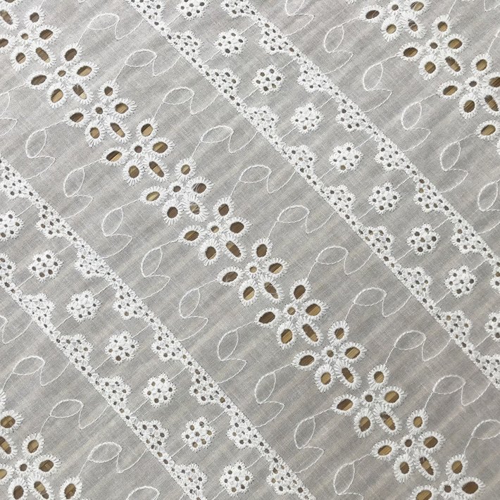 High Quality Pure Cotton Embroidery Lace Fabric 140Cm Ivory Women Clothes Lace Fabric