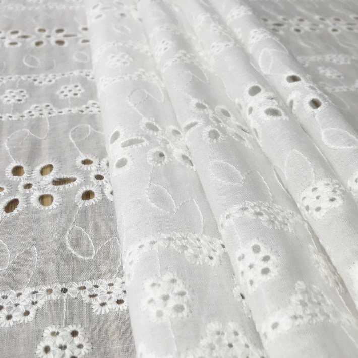 High Quality Pure Cotton Embroidery Lace Fabric 140Cm Ivory Women Clothes Lace Fabric