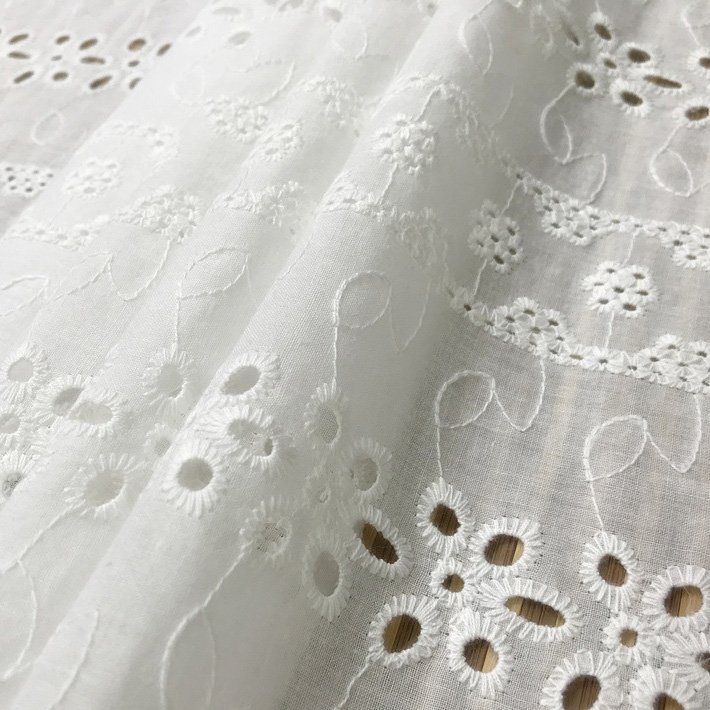 High Quality Pure Cotton Embroidery Lace Fabric 140Cm Ivory Women Clothes Lace Fabric
