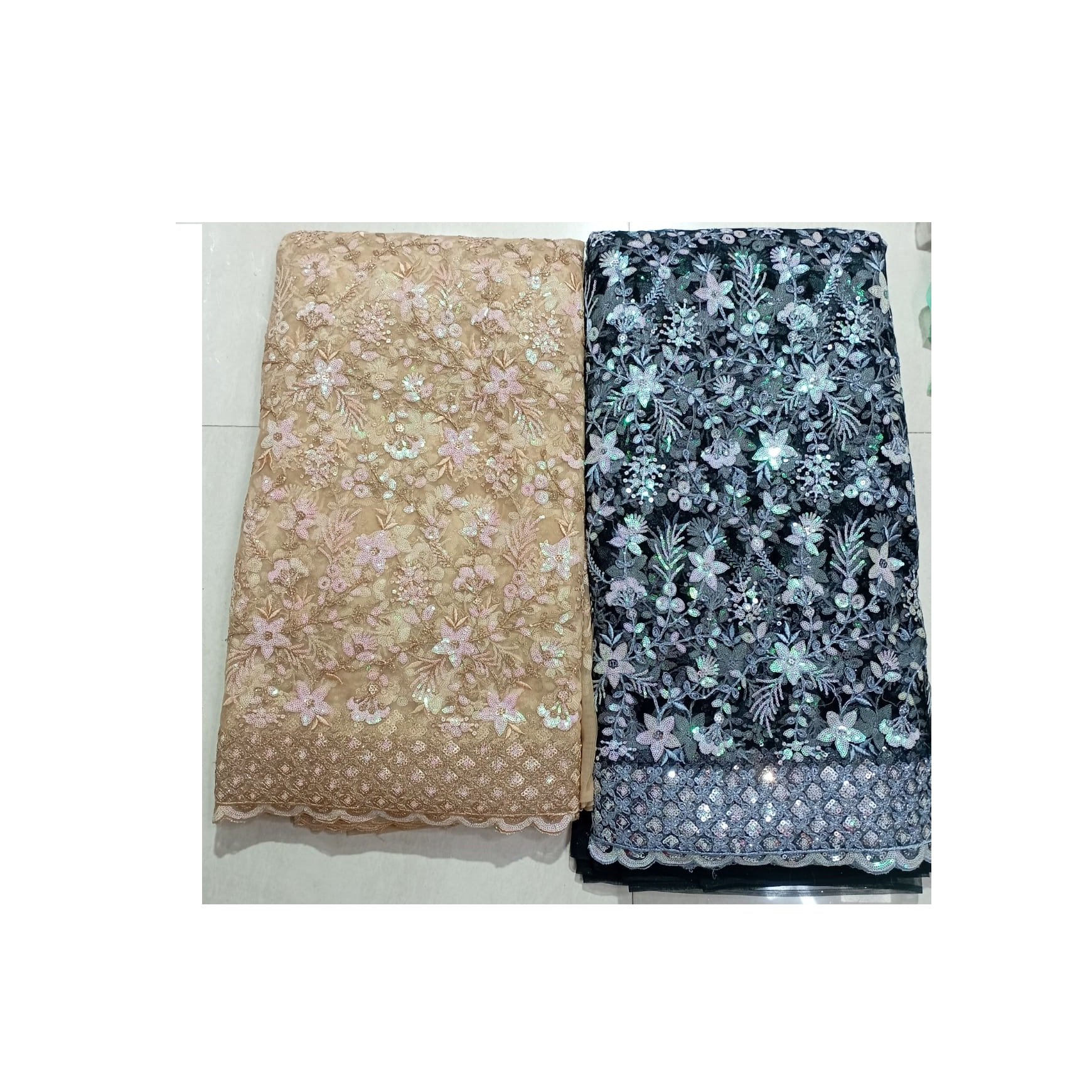 High Quality Embroidery Rainbow Sequence Net Fabric for Apparel Wedding Special Occasion at Export Price