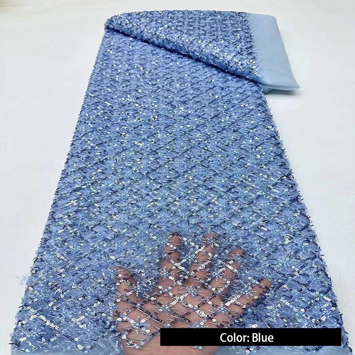 High Quality Luxury Bridal Heavy Handmade Beads Lace For Dress White Sequins Fabric