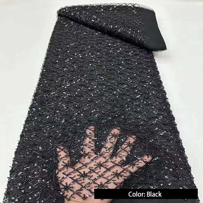 High Quality Luxury Bridal Heavy Handmade Beads Lace For Dress White Sequins Fabric