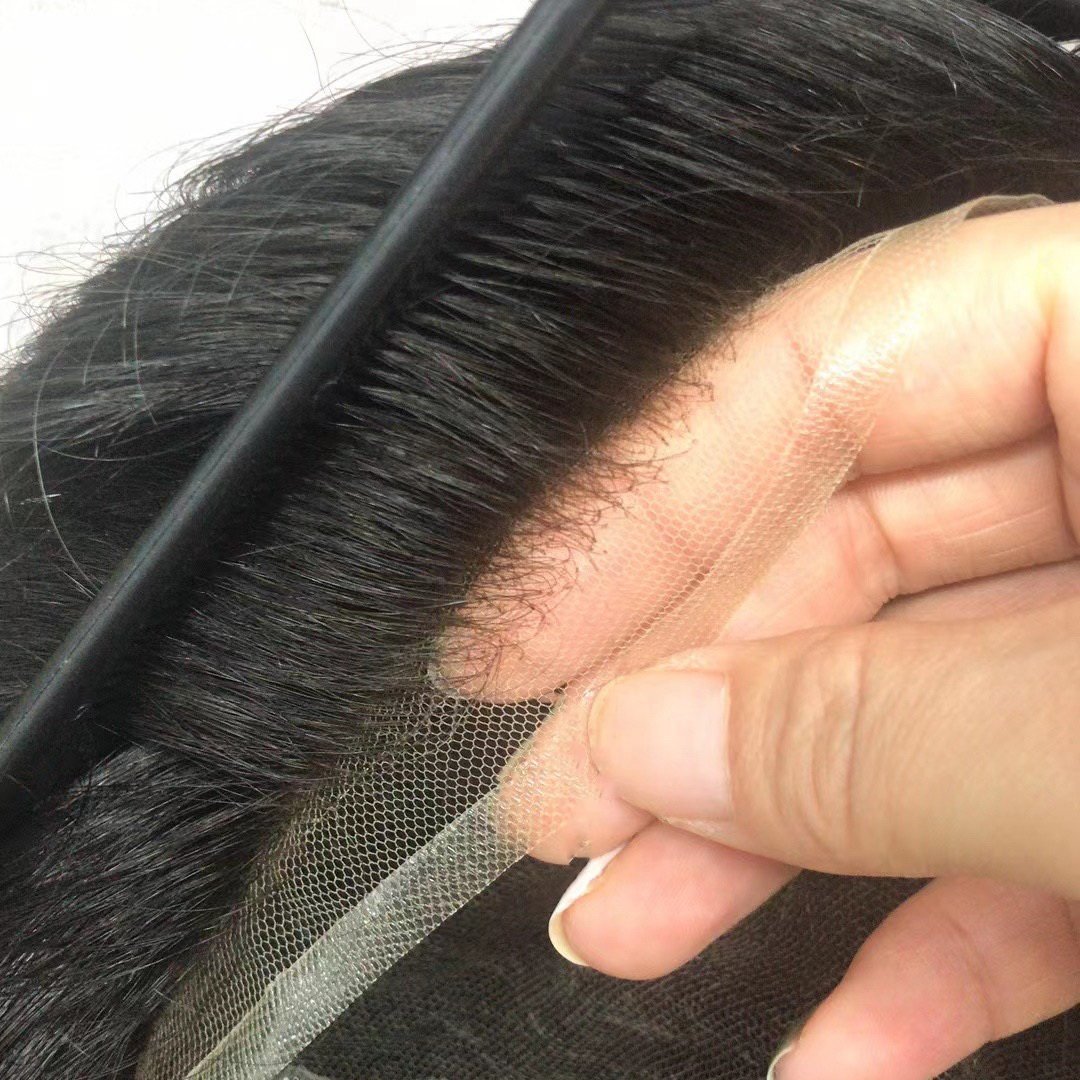 Q6 Lace Front Toupee Poly Skin Wig For Men Human Hair Replacement Natural Hairline Systems